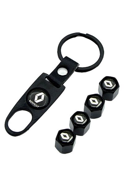 MAF 4 tire valve caps with Renault logo + Renault car keychain