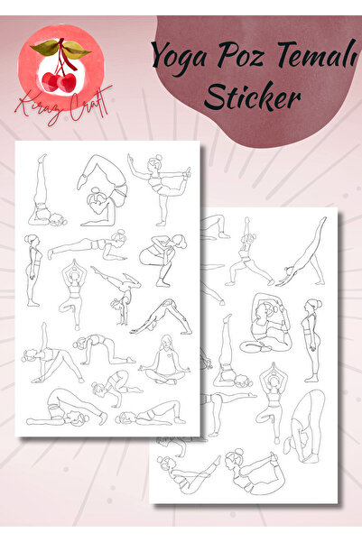 Kiraz Craft Yoga Poz Temalı Sticker Etiket Set Minimal - Hobi Ajanda Tblet Bu...