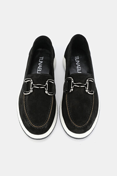 TUNAELLİ ЖЕНСКИ ЧЕРЕН СУЕТЕН ОБУВКИ ОТ ЕСТЕСТВЕНА КОЖА, РАЗМЕР 36-41, С КОПЧЕТА