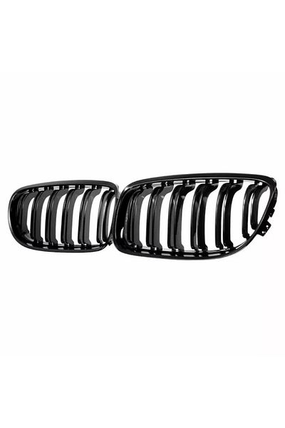 INGENIO Set 2 Grile Duble Nari Capota Compatibil cu BMW Seria 3, E90, E91 (2007-2012) LCI Negru Lucios