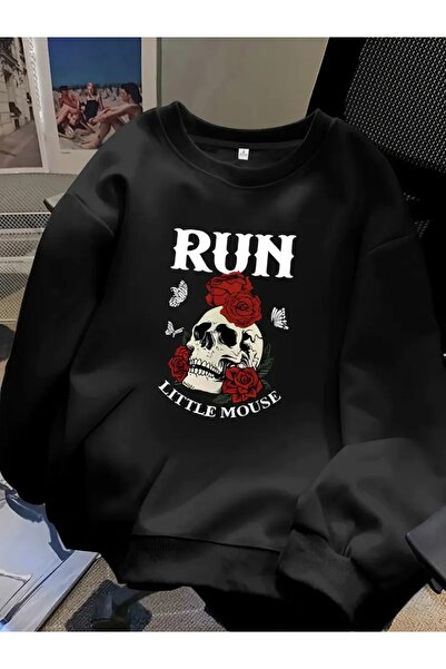 FUFLUNS ROSE AND DRY HEAD PRINTED OVERSIZE UNISEX FEMEI/BĂRBAȚI BICICLETA GOLĂ