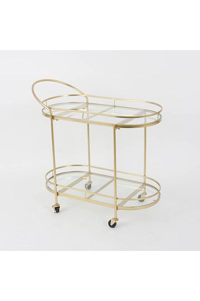Vi Markets Two-tier glass serving cart with metal bases