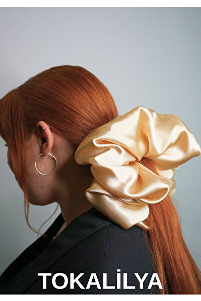 TOKALİLYA Kadın Saten Çapı 20 cm XXXLBüyük Boy Simit Scrunchie Handmade Saç Toka