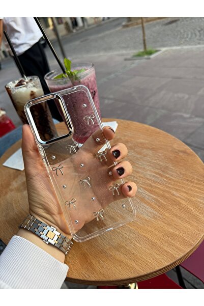 MustCase Xiaomi Redmi 13C Case Bow Pattern Transparent Case Silvery Shiny Cover