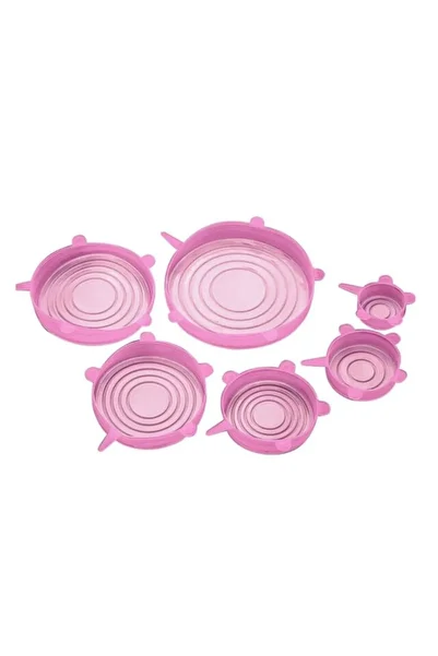 SSMEDIA Set 6 silicone lids, reusable, keeps food freshness - Pink