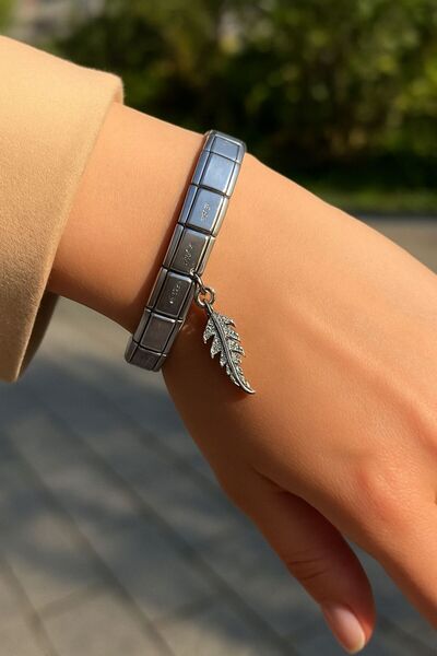 KdrElektronik سوار فولاذي ساحر قابل للتعديل على شكل ورقة شجر