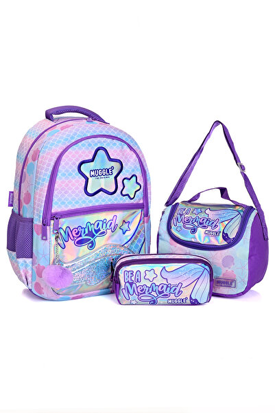 MUGGLE Mu-9026 Mermaid 3’lü Okul Seti (Sırt Çantası + Beslenme Çantası + Kale...