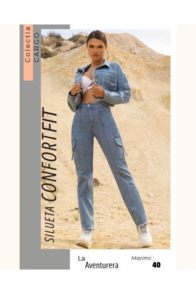 Divina Shaping cargo jeans with real push-up effect, made in Colombia, La Aventurera model