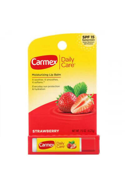 Carmex مرطب شفاه للعناية اليومية، بنكهة الفراولة، عامل حماية من الشمس 15، 4.2...