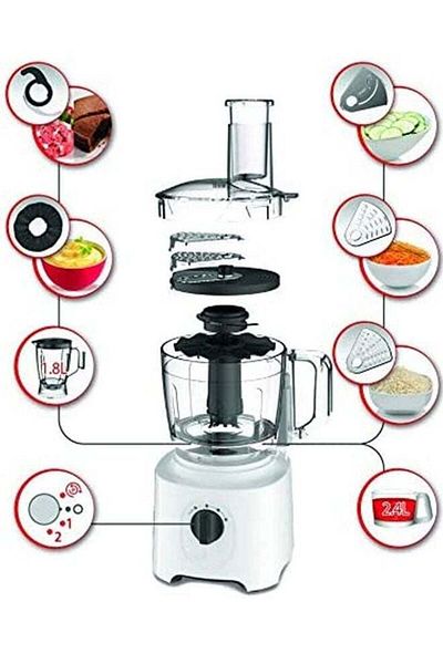 Moulinex Food Processor 2.4 L 800 W White/Clear