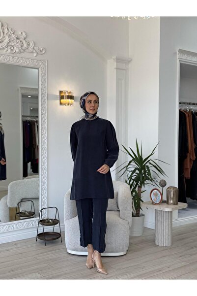 MissWhence İpek Tunik Lacivert 37025