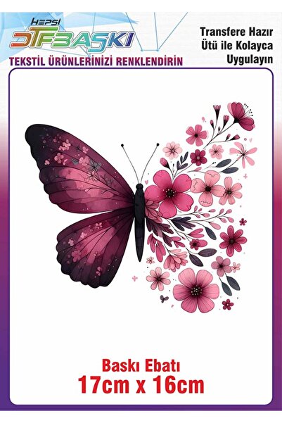 F17 Ajans Kelebek Ütü ile Yapışan Kumaş Tekstil Tişört Dtf Baskı