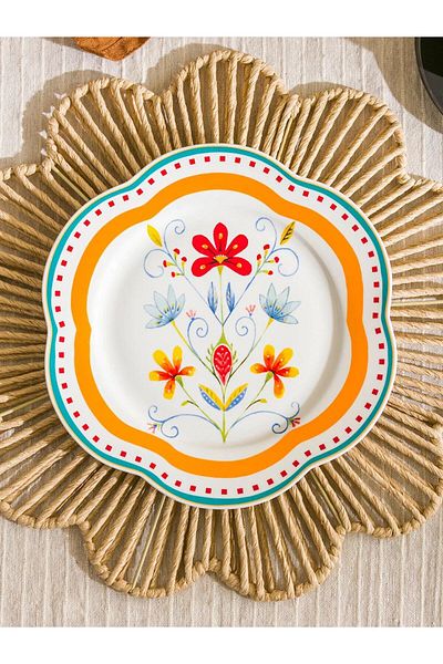 LC Waikiki Lcw Flower Patterned Porcelain Cake Plate 21 cm (W5)