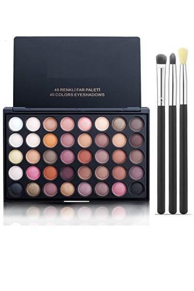 Mardinal 40'lı Profesyonel Göz Farı Paleti & Dağıtma Fırçası & Karıştırma Fırçası & Gölgelendirme Fırçası