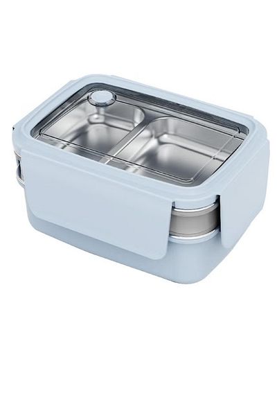 rexa Lunch Box Rectangle Double Layer with Fork – Ice Blue