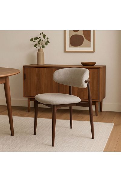 Vi Markets Grey fabric chair - brown metal bases