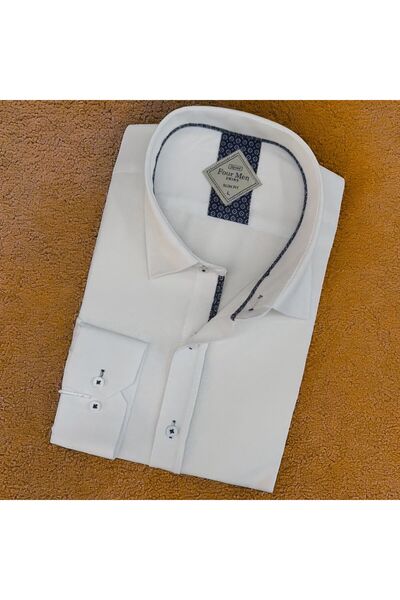 GÖMLEK GALERİSİ Slim Fit Slim Fit Plain Long Sleeve Men's Shirt