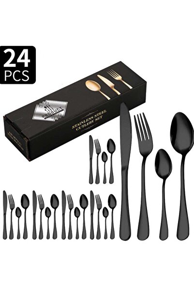 Generic 24-Piece Stainless Steel Cutlery Set Matte Assorted Finish