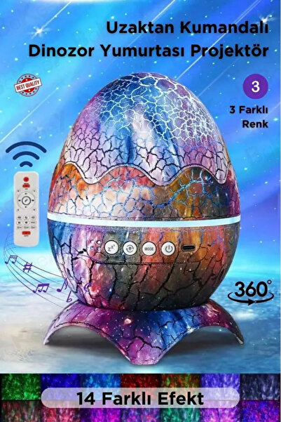 NS Store FM Radyolu Dinozor Yumurtası Masa & Gece Lambası | Bluetooth Hoparlö...