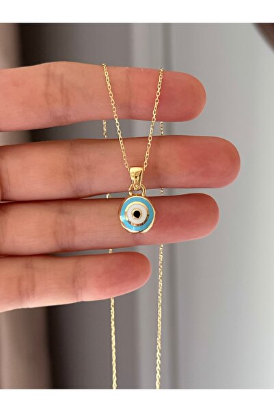 emy by emel luxury silver jewelry Altın Kaplama Mineli Nazar Boncuklu Kolye 9...
