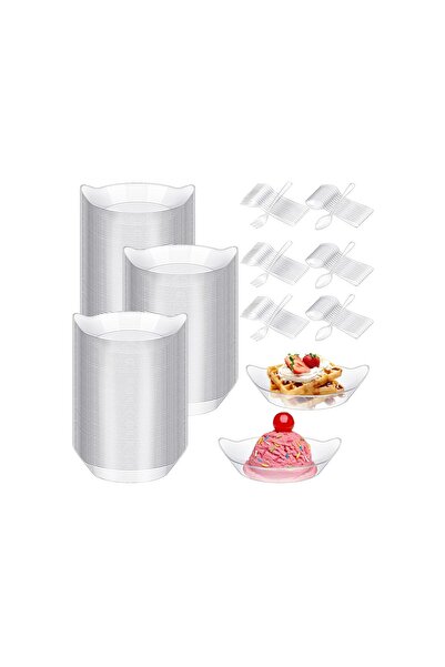 Generic 100 Pack Mini Appetizer Plates, Clear Mini Dessert Plates, Small Disp...