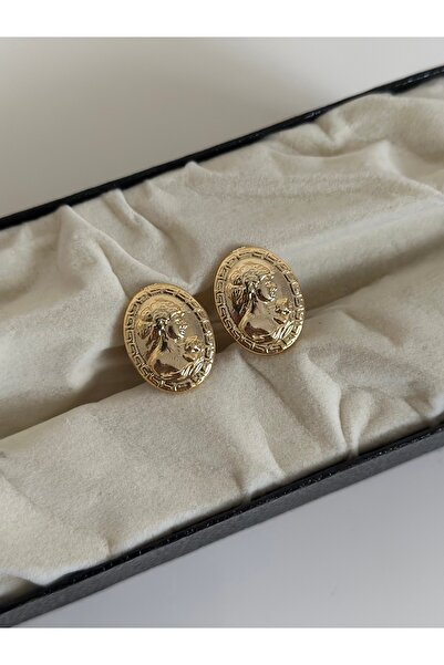 MİOSA 14K Altın Kaplama Elizabeth Madalyon Küpe