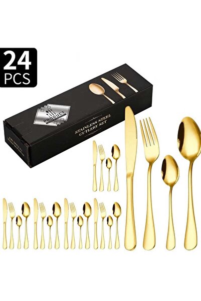 Generic 24-Piece Stainless Steel Cutlery Set – Gold Finish