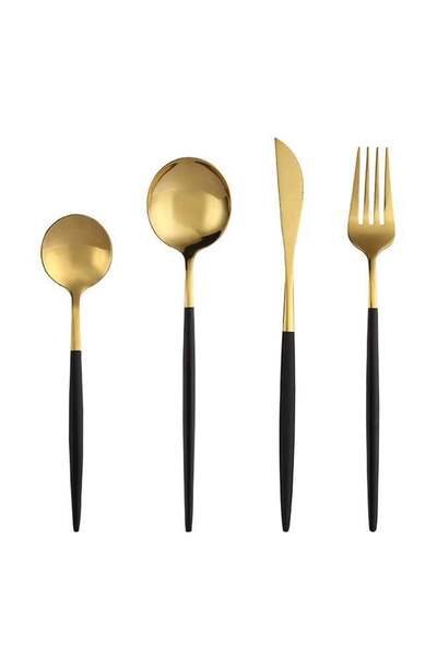 Generic Stainless Steel Cutlery Set 4-Piece Mirror Polished Flatware Reusable...