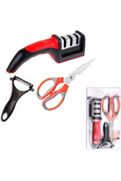 Generic MOMENT MOMENT Kitchen Knife Sharpener Set with Scissors and Peeler, 3...