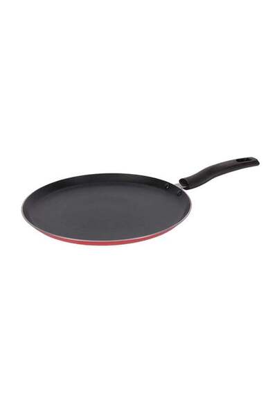Generic DELCASA Aluminum Flat Tawa Black/Red 28cm