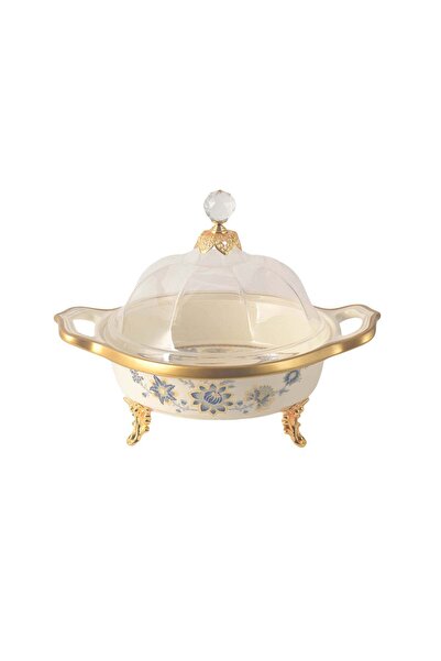 Generic Life Smile LIFE SMILE Round Bone China Fruit Bowl With Cover - Servin...