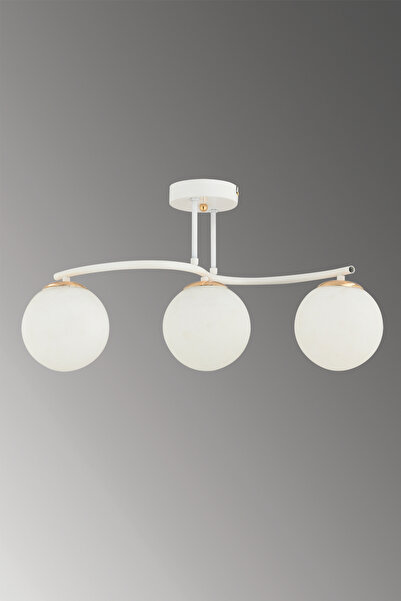 avimonaydınlatma SERPENS 3'LÜ BEYAZ GLOB CAMLI MODERN PLAFONYER AVİZE OTURMA ...