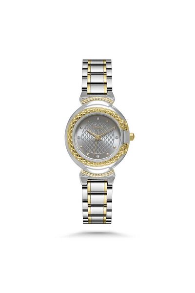 catera Women's Silver and Gold Steel Watch with Grey Dial