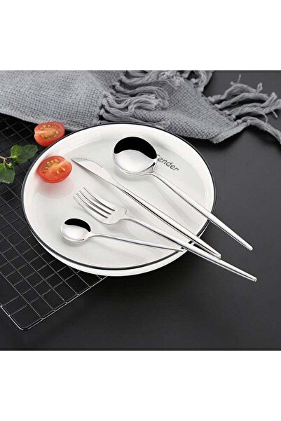 Generic 4-Piece Premium Cutlery Set - Silver Stainless Steel Utensils with Mi...