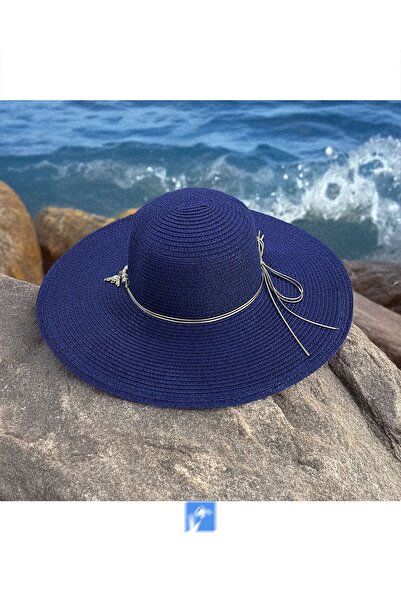 Kardelen Butik Denizli Luxury Straw Wide Brim Solid Color Beach Hat for Women