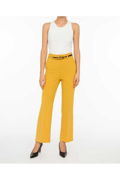 ŞIK VE MUTLU Mustard Belted Carrot Pants