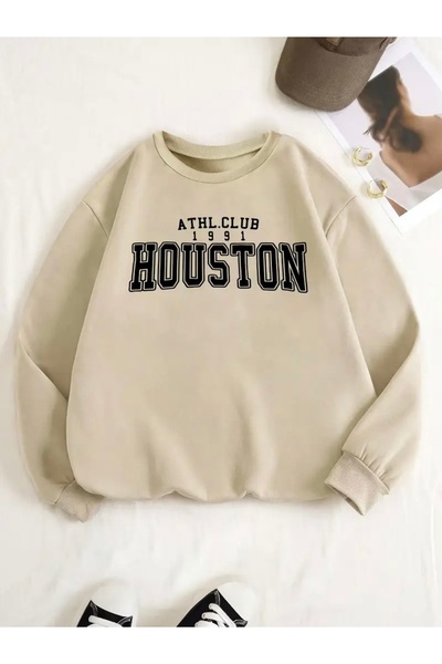 FUFLUNS HOUSTON PRINTED OVERSIZE UNISEX FEMEI/BĂRBAȚI SWEATSHIRT CU GÂRĂ
