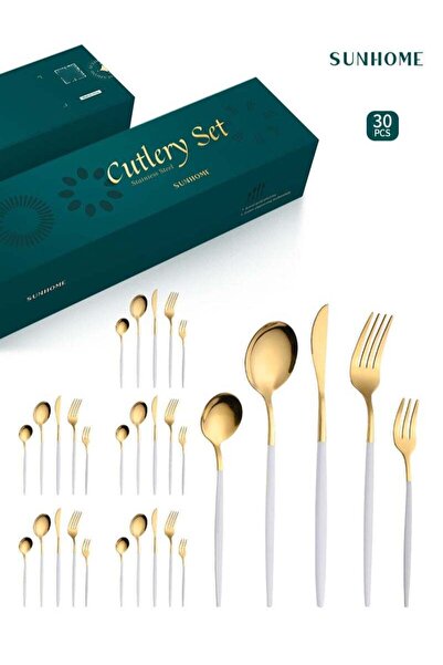 Generic SUNHOME 30-Piece Stainless Steel Cutlery Set Kitchen Utensil Set West...