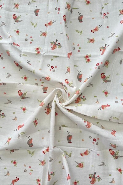 Huglette غطاء وبطانية موسلين منقوشة