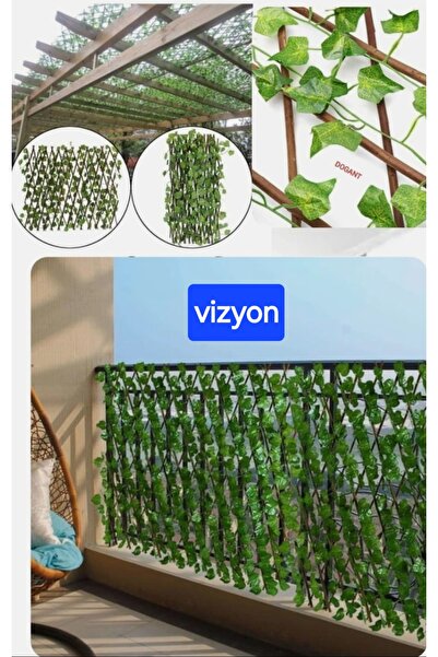 vizyon çiçek yapay çit 60x300 cm,Açılır kapanır Ahşap Dekoratif Bahçe çiti 3 adet