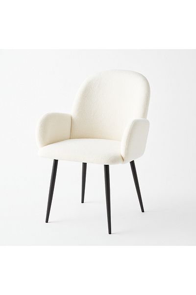 Vi Markets White bouclé fabric chair - black legs