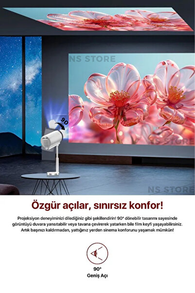 NS Store Tripotlu Android Projeksiyon Cihazı | Taşınabilir, WiFi HDMI USB Destekli Projektör