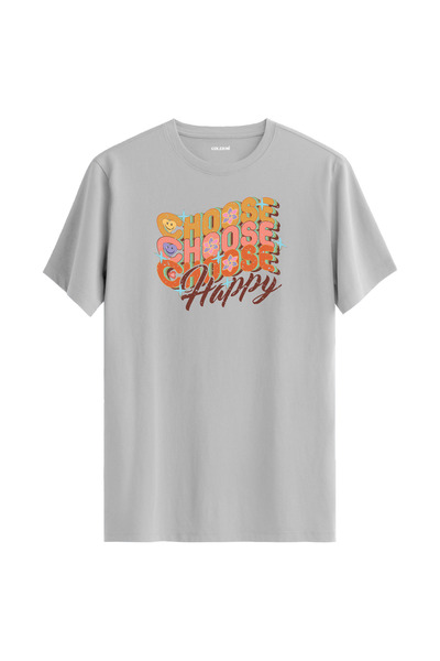Colermi تي شيرت مكتوب عليه "اختر السعادة" مصنوع من القطن بنسبة 100%