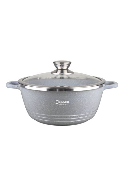 Generic ديسيني - قدر جرانيت غير لاصق مع غطاء - رمادي - 24 سم