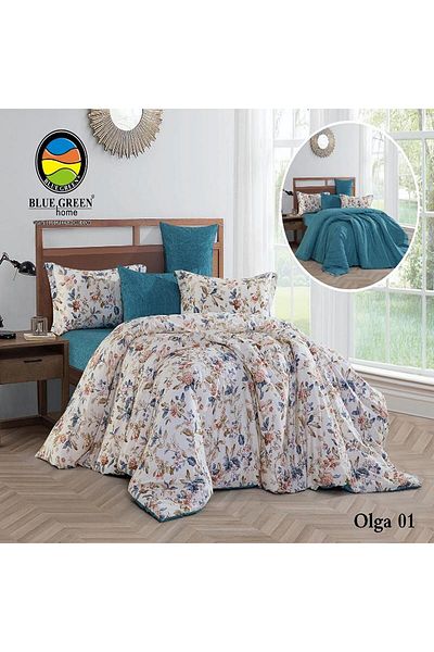PROMISE Olga Queen Size Comforter, Double-Sided Cotton, 4 Pieces