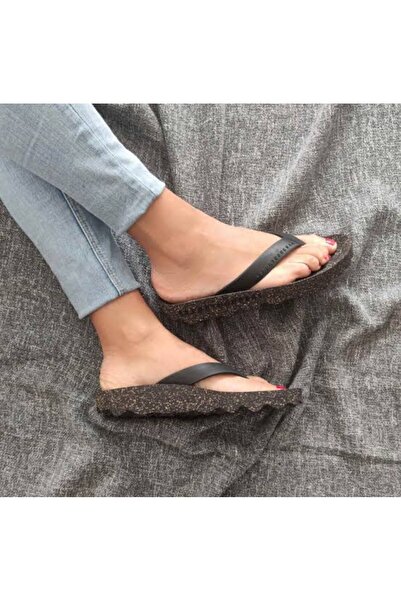 Asportuguesas Feel Natural Rubber Strape Black Cork Sole Slippers