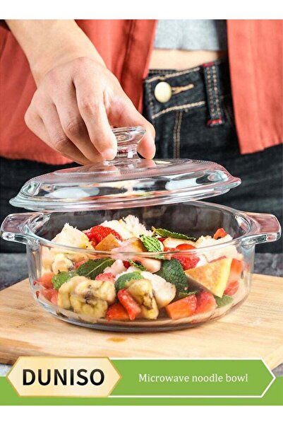 Generic 1000mL Glass Cooking Pot with LidClear Glass Bowl Heat-resistant Thic...