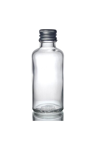 makrobay 50ml Gümüş Metal Kapaklı Çok Amaçlı Cam Şişesi - 10 Adet Huni hediye