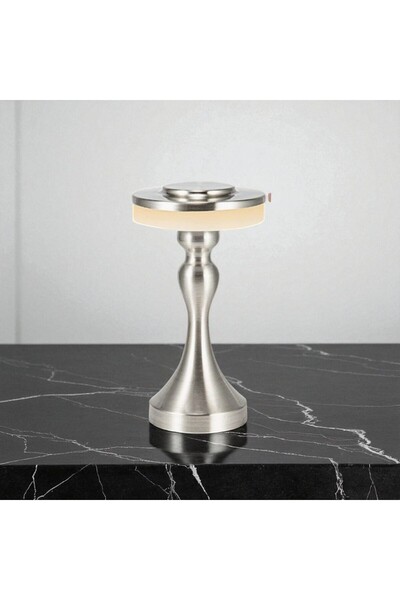 Kuzey Tacı Modern Yuvarlak Başlıklı Metal Masa Lambası – Şarjlı, Dokunmatik L...