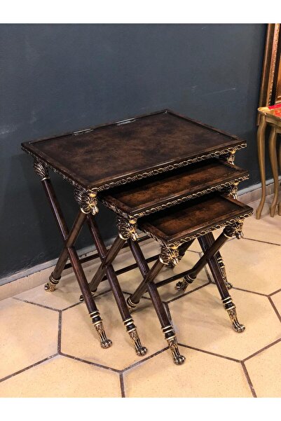 Dora Art Aslan Başı Figürlü Zigon Sehpa Takımı